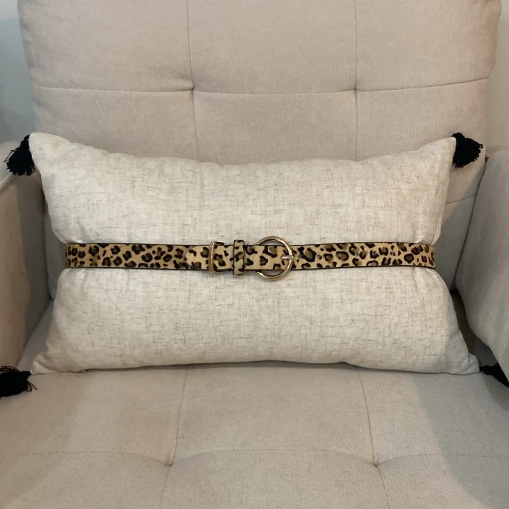 Leopard Print Belt with Gold Buckle - Picture 2 of 15